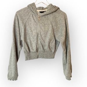 Urban Outfitters Size Large Gray Crop Zip Up Hoodie Jacket